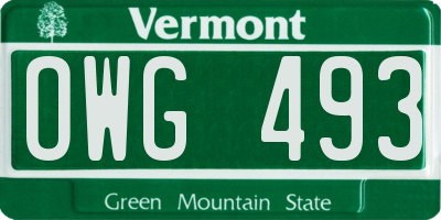 VT license plate OWG493