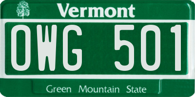 VT license plate OWG501