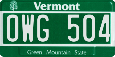 VT license plate OWG504