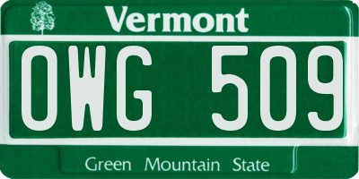 VT license plate OWG509