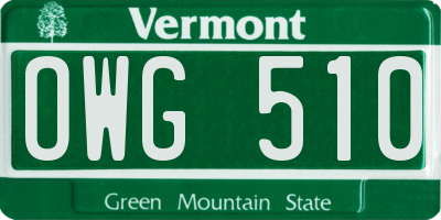 VT license plate OWG510