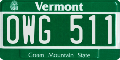 VT license plate OWG511