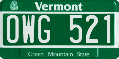 VT license plate OWG521
