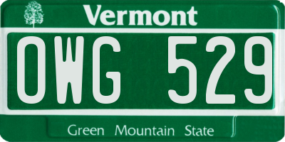 VT license plate OWG529