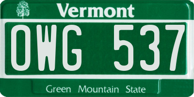 VT license plate OWG537