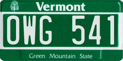 VT license plate OWG541