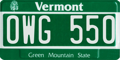 VT license plate OWG550