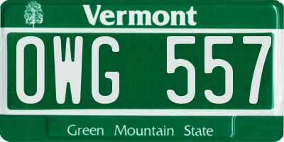 VT license plate OWG557