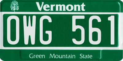 VT license plate OWG561