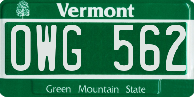 VT license plate OWG562