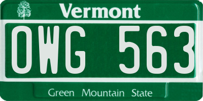 VT license plate OWG563
