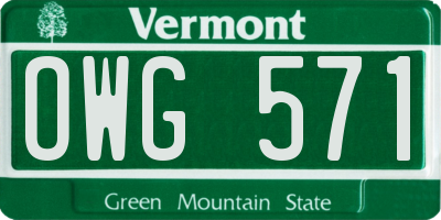 VT license plate OWG571