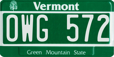 VT license plate OWG572