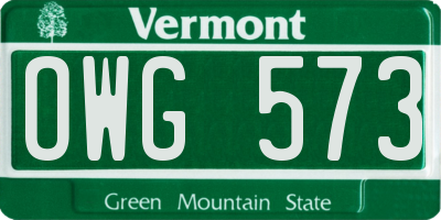VT license plate OWG573