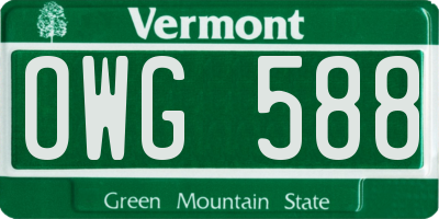 VT license plate OWG588
