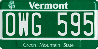 VT license plate OWG595