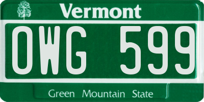 VT license plate OWG599
