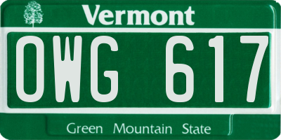 VT license plate OWG617