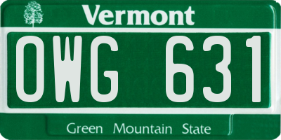 VT license plate OWG631