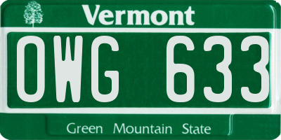 VT license plate OWG633