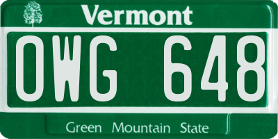 VT license plate OWG648