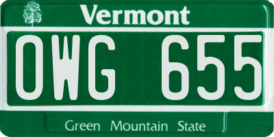 VT license plate OWG655