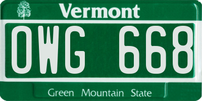 VT license plate OWG668