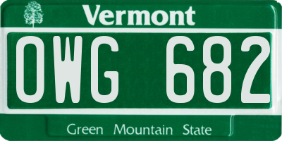 VT license plate OWG682
