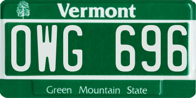 VT license plate OWG696