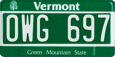 VT license plate OWG697