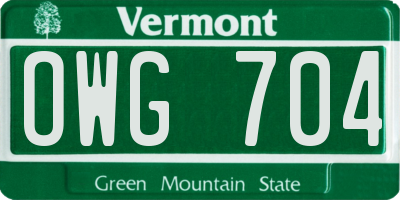 VT license plate OWG704