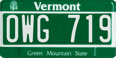 VT license plate OWG719