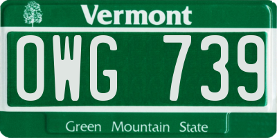 VT license plate OWG739