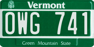 VT license plate OWG741