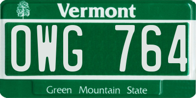 VT license plate OWG764