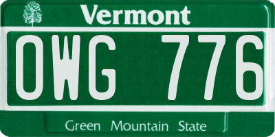 VT license plate OWG776