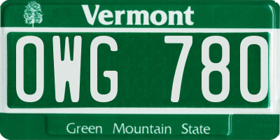 VT license plate OWG780