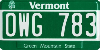 VT license plate OWG783