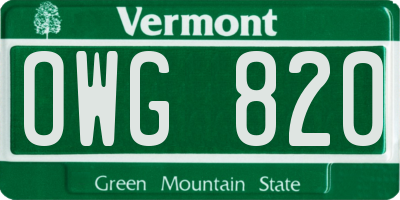 VT license plate OWG820