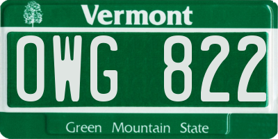 VT license plate OWG822