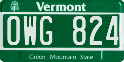 VT license plate OWG824