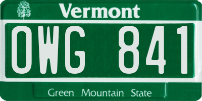 VT license plate OWG841
