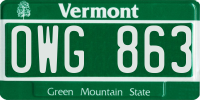 VT license plate OWG863