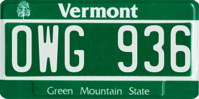 VT license plate OWG936