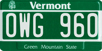VT license plate OWG960