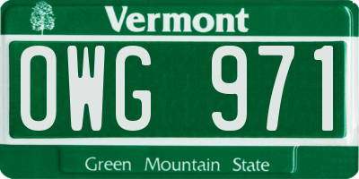 VT license plate OWG971