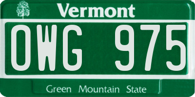 VT license plate OWG975