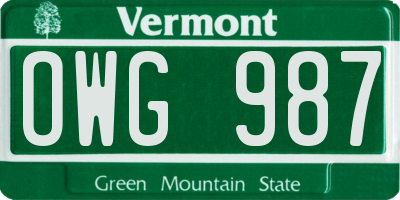 VT license plate OWG987