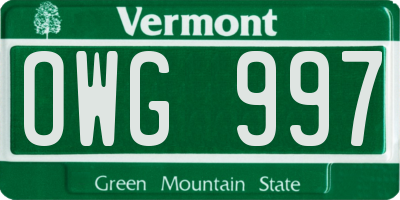 VT license plate OWG997