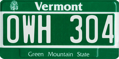 VT license plate OWH304